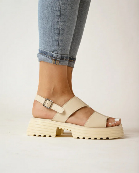 Džombaste bele sandale od kože, slika 4