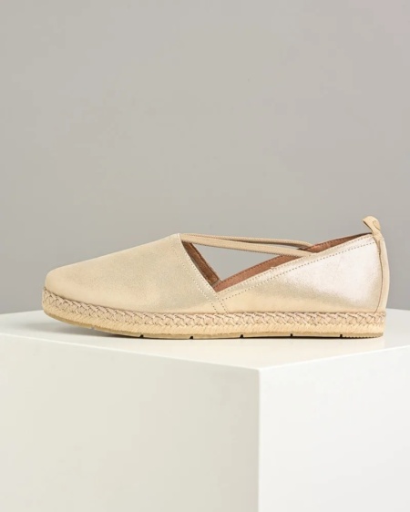 Šampanj boje kožne ženske espadrile, slika 3