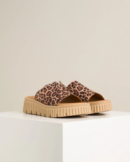 Kožne ženske papuče na debelom đonu, leopard print, slika 3