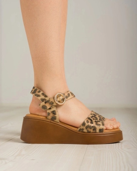 Ženske sandale na platformu, leopard print, slika 3