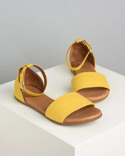 Ženske kožne ravne sandale žute, slika 3