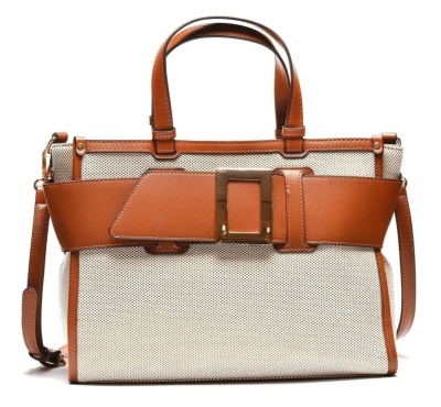 Ženska torba kockaste forme T012634 bež