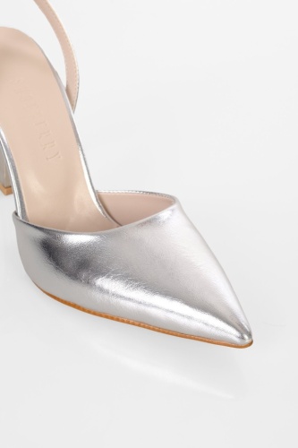 Srebrne slingback sandale na štiklu, slika 3