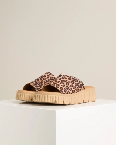 Kožne ženske papuče na debelom đonu, leopard print, slika 6
