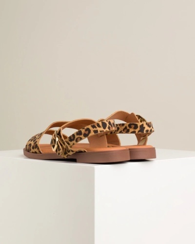 Ženske ravne sandale sa licem od prirodne kože, brend Marila, leopard print, slika 9