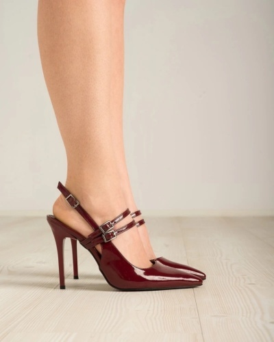 Bordo slingback cipele na štiklu, slika 2