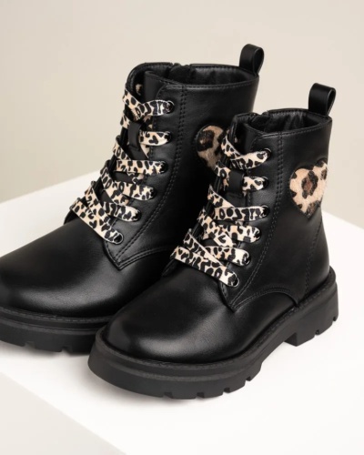 Dečije martinke sa leopard detaljima, crne, slika 4