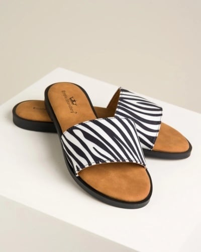 Modne ravne papuče PA59 zebra