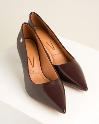 Ženske udobne salonke na štiklu, braon boja, slika 4