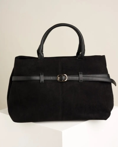 Ženska crna torba od eko velura T012628