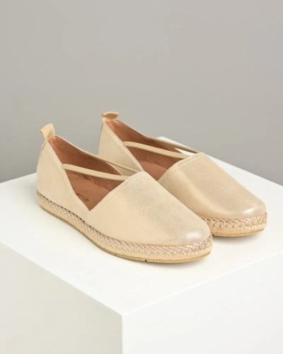 Šampanj boje kožne ženske espadrile, slika 6