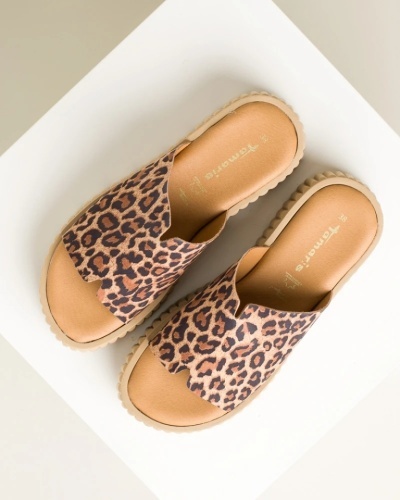 Kožne ženske papuče na debelom đonu, leopard print, slika 10