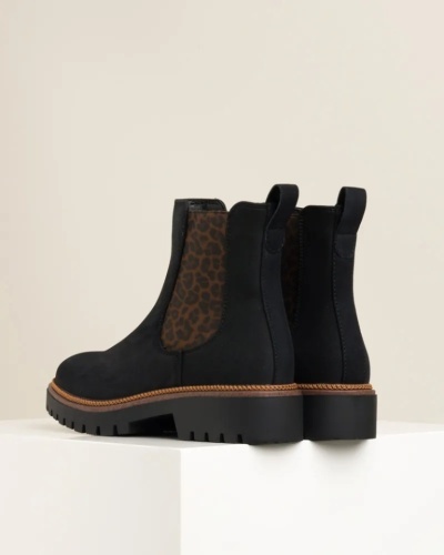 Ženske poluduboke čizme, crne boje, leopard detalj, slika 6