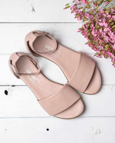 Kožne ravne sandale 2035 puder roze