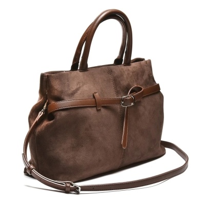 Ženska braon torba od eko velura T012628