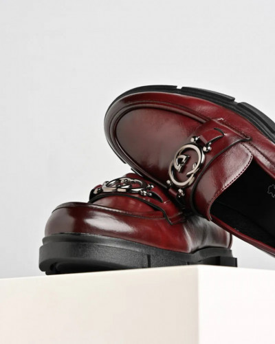 Ženske cipele na debelom đonu C2461 bordo, slika 7