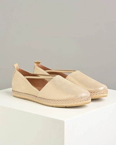 Šampanj boje kožne ženske espadrile, slika 7