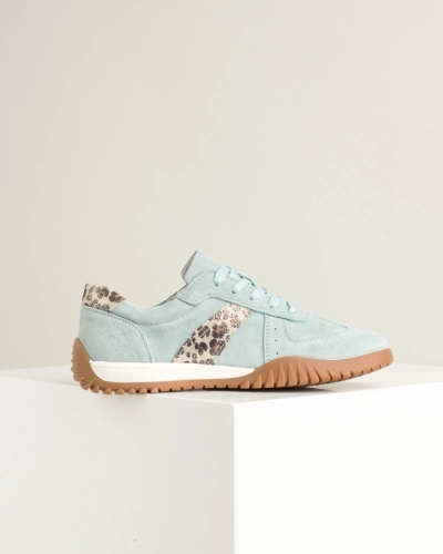 Ženske kožne patike od velura u mint boji, leopard detalji, slika 7