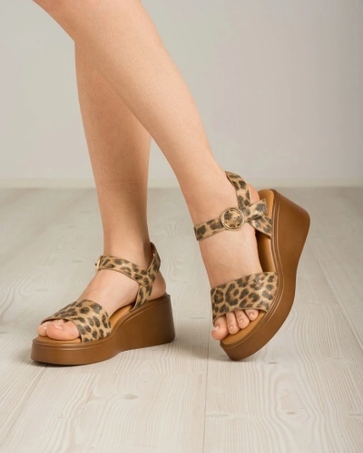 Ženske sandale na platformu S67 leopard