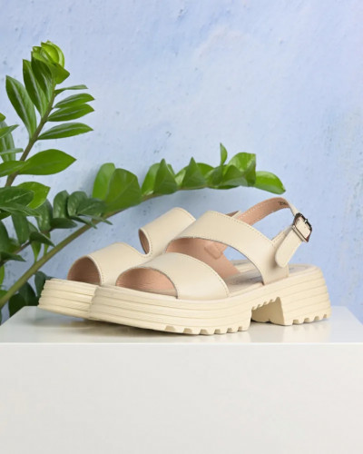 Džombaste bele sandale od kože, slika 6