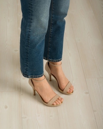 Sandale sa zatvorenom petom na štiklu, boja zlatna, slika 7