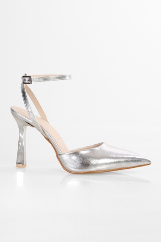 Srebrne slingback sandale na štiklu, slika 2