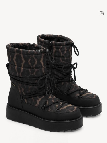 Ženske crne poluduboke vodoodbojne čizme, animal print, slika 11