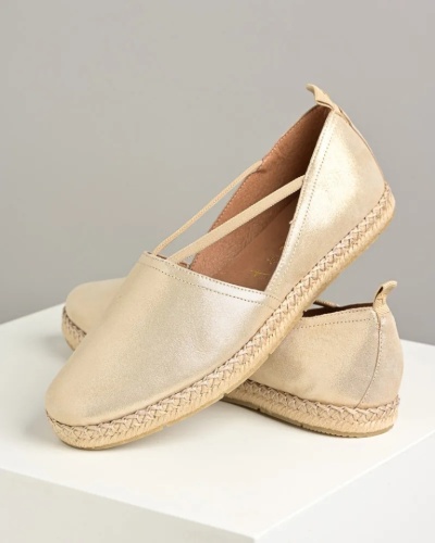 Šampanj boje kožne ženske espadrile, slika 9