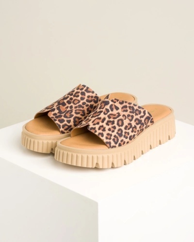 Kožne ženske papuče na debelom đonu, leopard print, slika 9