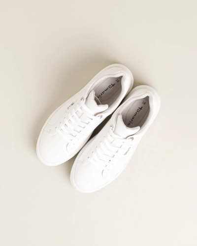 Ženske bele kožne patike brenda Tamaris, sa pertlanjem, slika 8