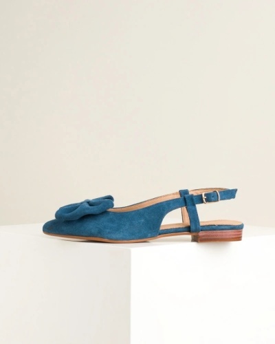 Kožne ženske udobne plave sandalete sa mašnicom, slika 6