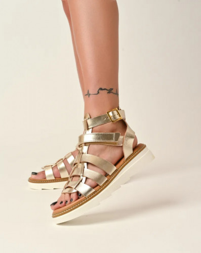 Italijanske kožne ženske sandale 4923 zlatne