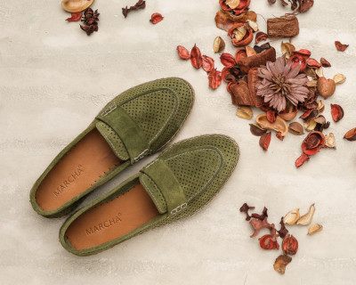 Kožne ženske espadrile HY1007-8 zelene