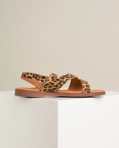 Ženske ravne sandale sa licem od prirodne kože, brend Marila, leopard print, slika 7