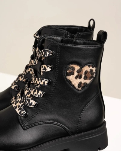 Dečije martinke sa leopard detaljima, crne, slika 3