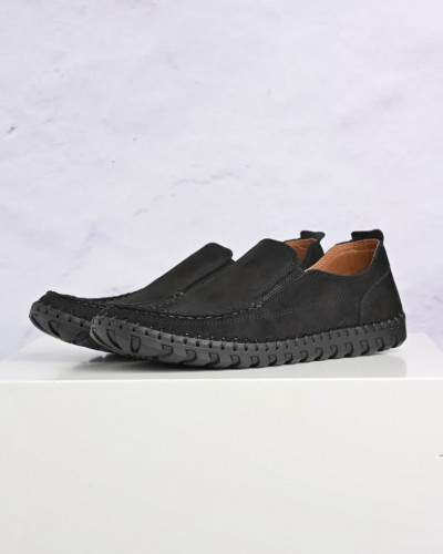 Crne kožne cipele na navlačenje, slika 1