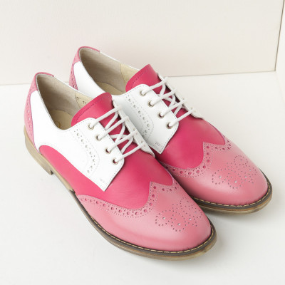 Kožne ženske cipele B15 roze/bela