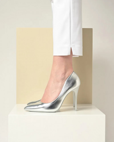 Cipele na visoku štiklu srebrne boje, slika 8
