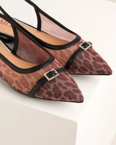 Ženske ravne sandale sa zatvorenim prstima, bež boje sa leopard printom, slika 5