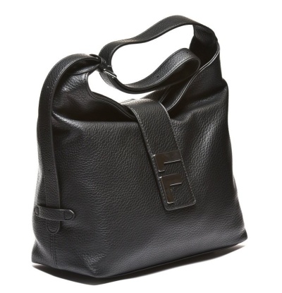 Ženska hobo torba sa metalnim detaljem, crna boja, slika 2