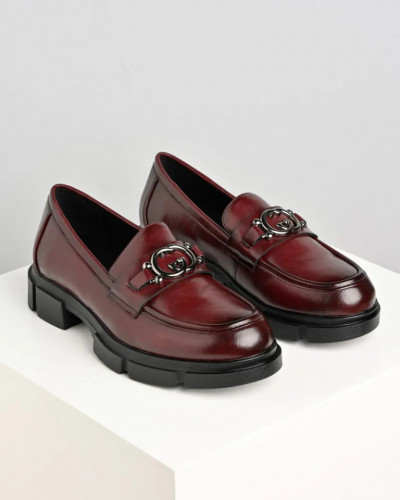 Ženske cipele na debelom đonu C2461 bordo, slika 2