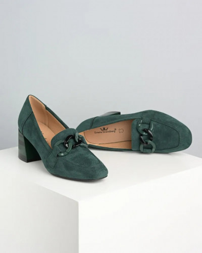 Cipele na štiklu od eko velura, tamno zelena boja, slika 5