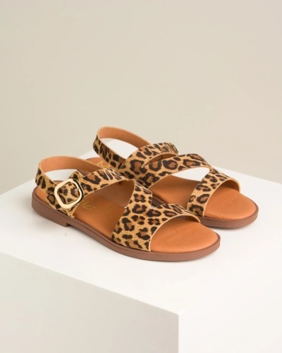 Ženske ravne sandale sa licem od prirodne kože, brend Marila, leopard print, slika 3