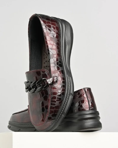 Kožne comfort ženske mokasine 3038-2 bordo