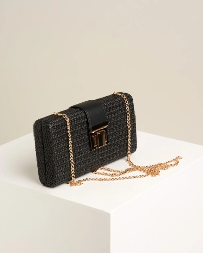 Ženska pletena clutch torbica T032665 crna