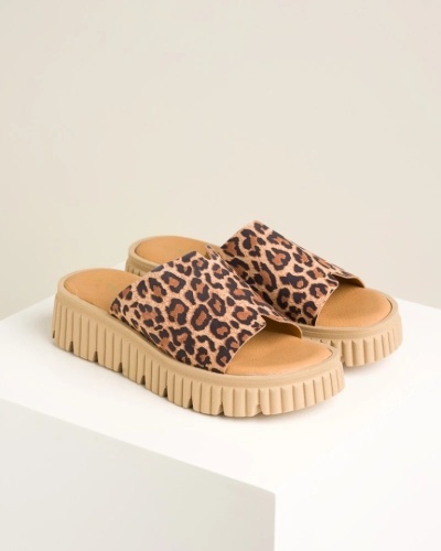 Kožne ženske papuče na debelom đonu, leopard print, slika 8