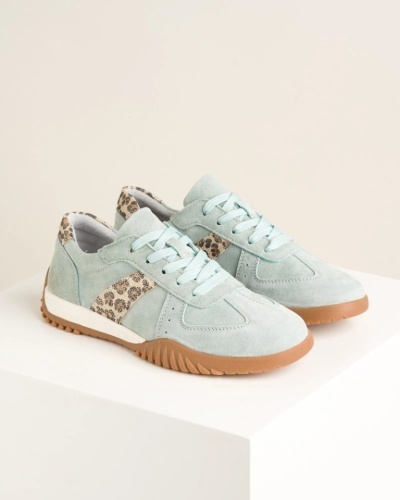 Ženske kožne patike od velura u mint boji, leopard detalji, slika 5