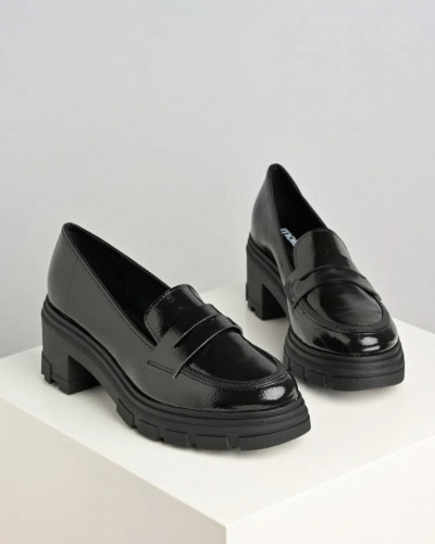Ženske cipele na debelu petu 5777.100 crne lakovane, slika 3