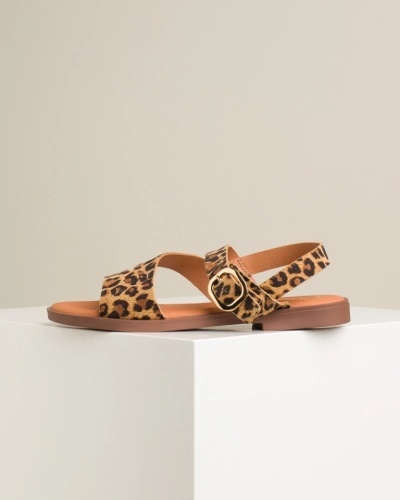 Ženske ravne sandale sa licem od prirodne kože, brend Marila, leopard print, slika 6