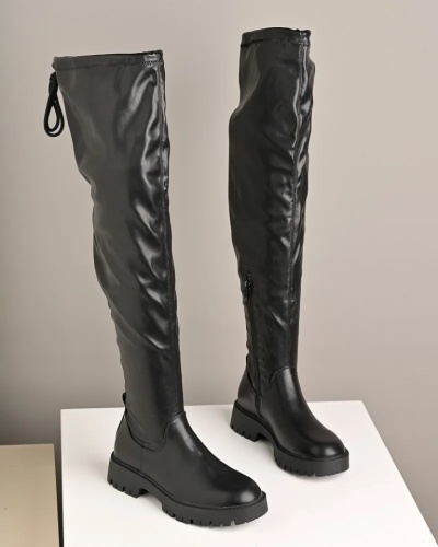 Ravne čizme preko kolena LX352463 crne, slika 5